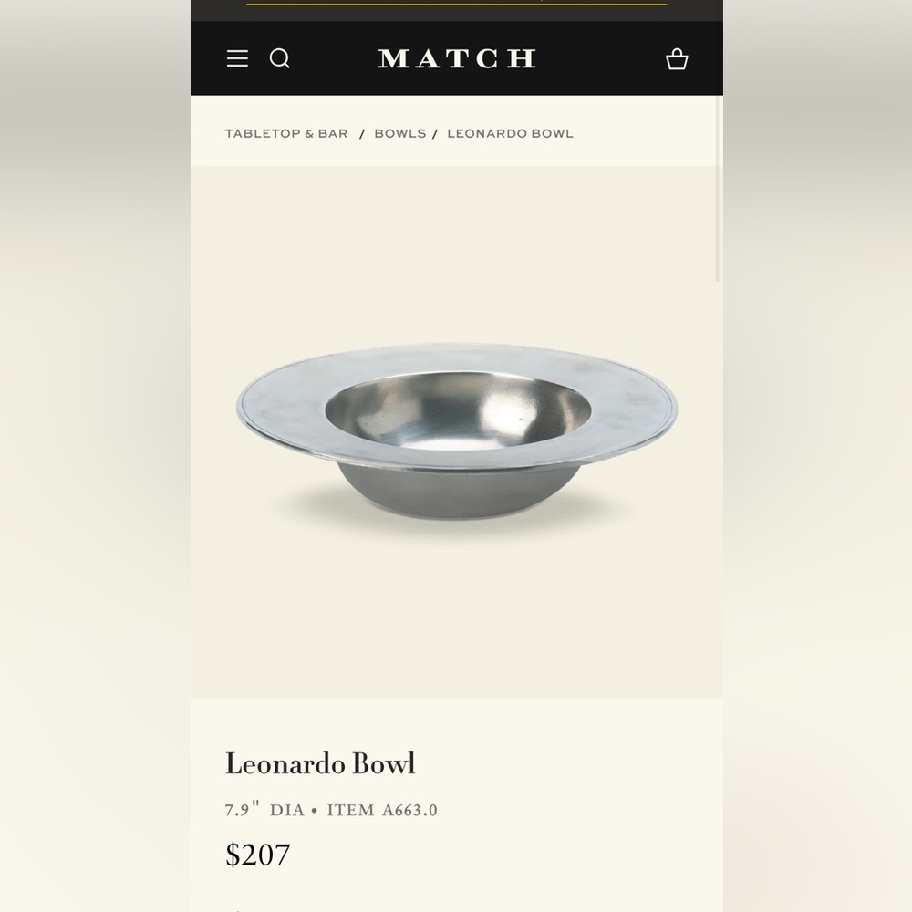 Match Pewter Leonardo Bowl